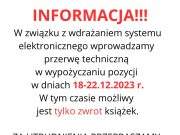 Przerwa techniczna w wypożyczalni